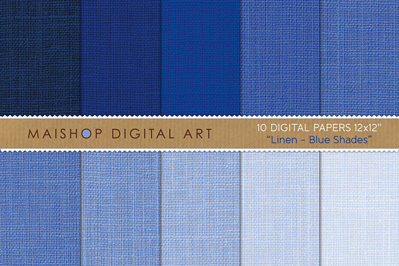 Digital Papers Linen Blue Shades preview 4