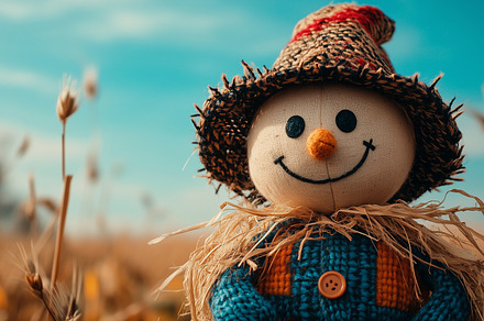 Cute little scarecrow on a autumn, a Nature Photo by MistyDay