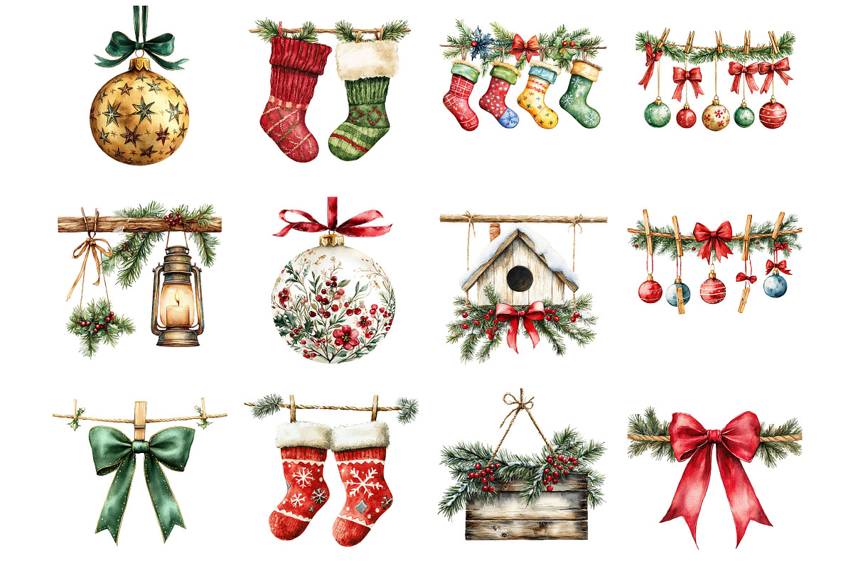 Christmas Clothesline Clipart PNG, a Seasonal Illustration by Designking (Photo 2 of 5)