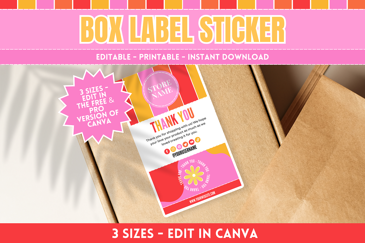Thank You Box Label Stickers, a Stationery Template by SunshineStudioBoutique (Photo 1 of 8)