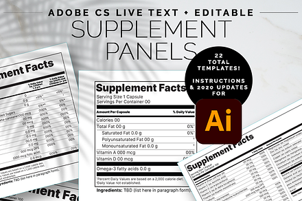 Adobe Supplement Facts Labels Temp