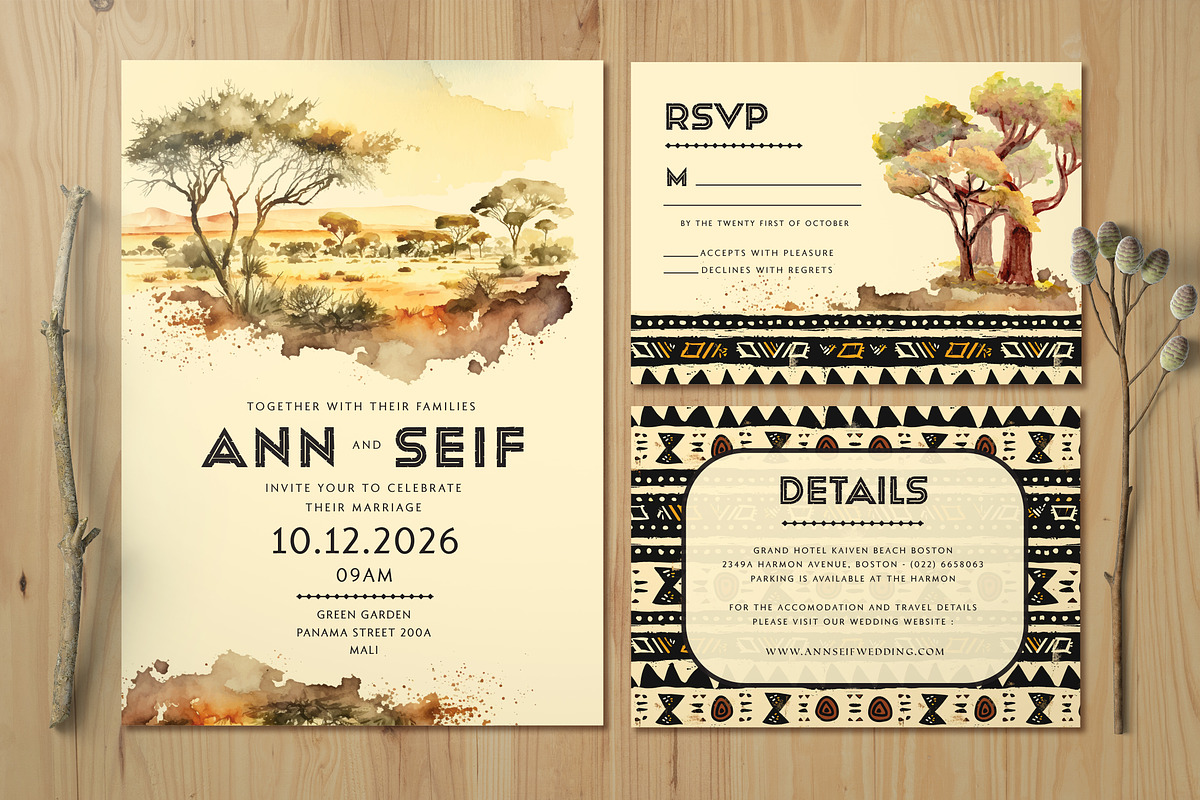 African wedding invitation set, an Invitation Template by Aarley Kaiven (Photo 1 of 4)