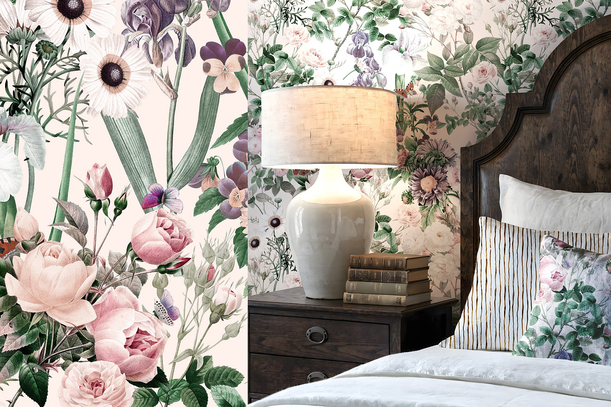 Blush Pink Garden Wallpaper, a Wallpaper Graphic by Webvilla Studio (Photo 3 of 6)