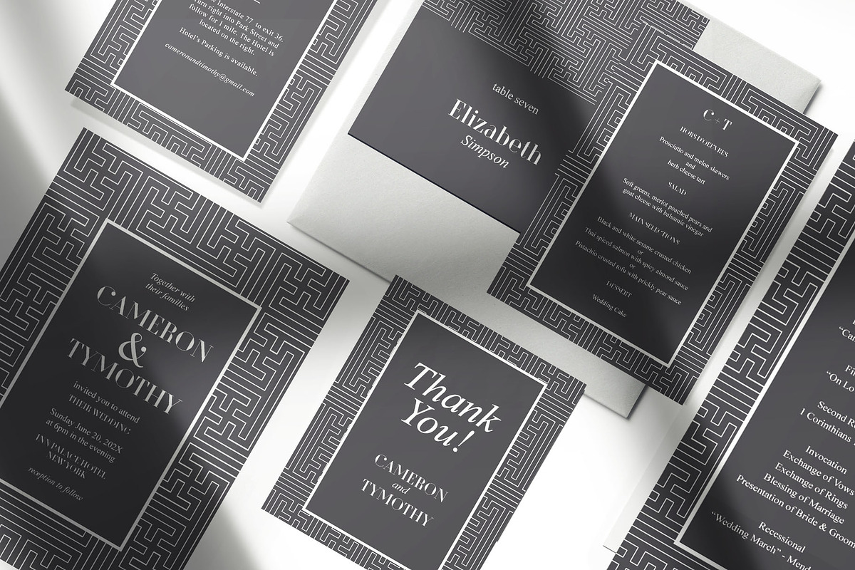Art Deco Wedding Suite, an Invitation Template by cafelab_store (Photo 2 of 5)