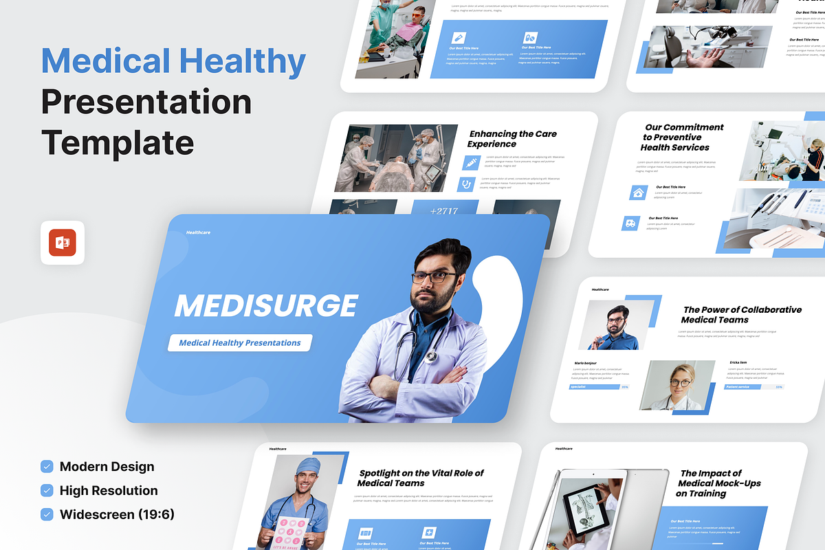 Medisurge Medical Health PowerPoint, a Presentation Template by SquidPixey (Photo 1 of 6)