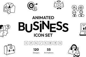 Animated Business Icon Set, an Outline Icon by Vectors Market