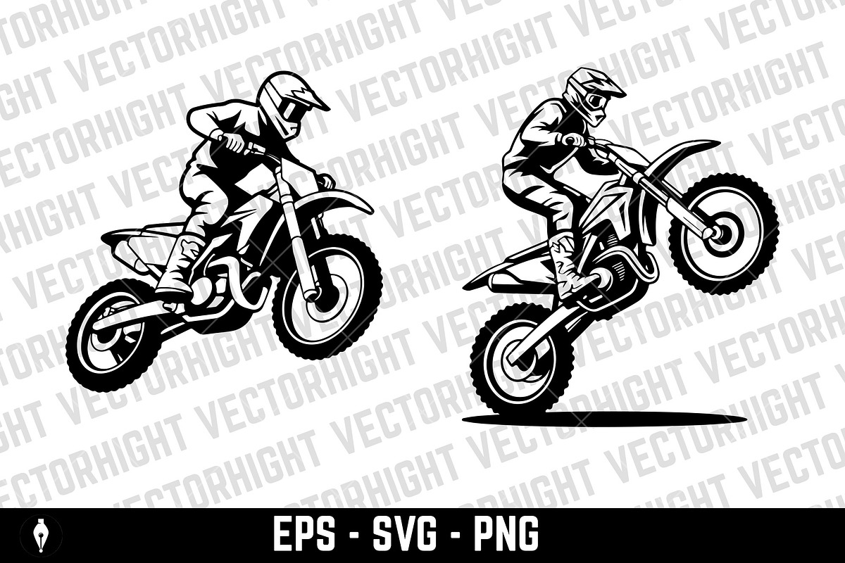 Motocross rider jumping a dirt bike, a Transportation Illustration by Vectorhight (Photo 2 of 3)