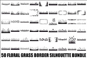Floral Grass Border Silhouette Bundl, an Illustration by Amazin_art (Thumbnail 1 of 51)