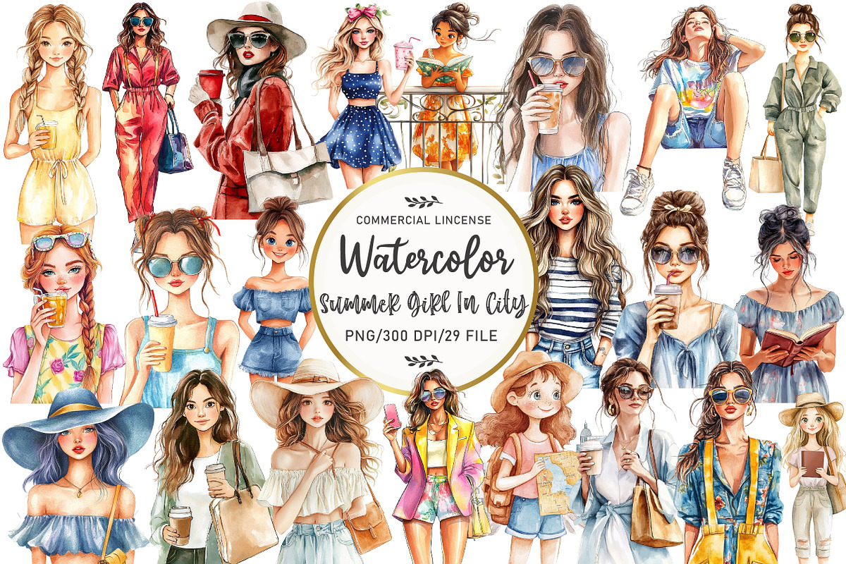 Summer Girl In City Clipart, an Illustration by OK Design (Photo 1 of 5)