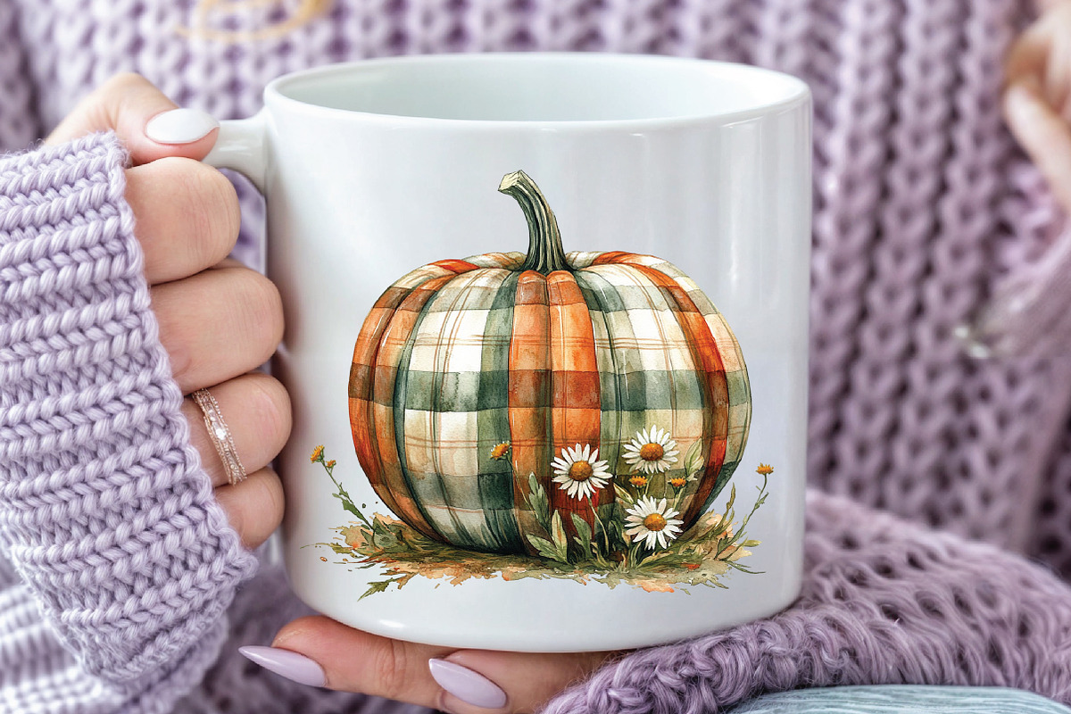 Autumn Plaid Pumpkin Clipart, an Illustration by CraftArtStudio (Photo 5 of 6)