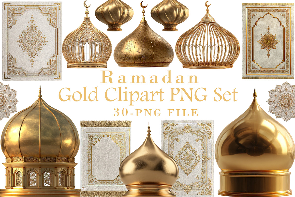 Ramadan Gold Clipart PNG Set, an Illustration by Libby Wishes (Photo 1 of 6)