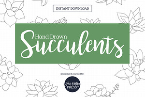 Tiny Succulent Ink Drawing Bundle