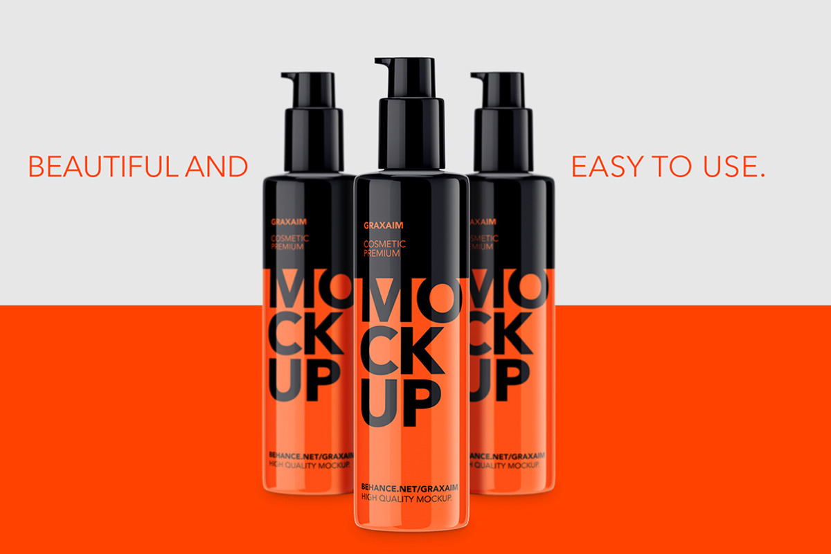 Plastic Cosmetic Pump Bottle, a Packaging Mockup by Graxaim Mock-up (Photo 1 of 5)