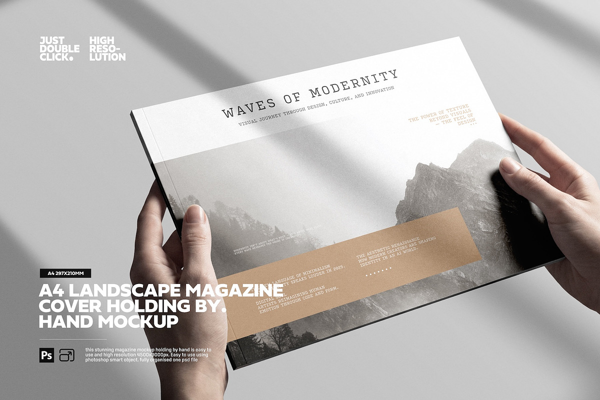 A4 Landscape Magazine Cover Mockup, a Books & Magazine Mockup by Toasin ...