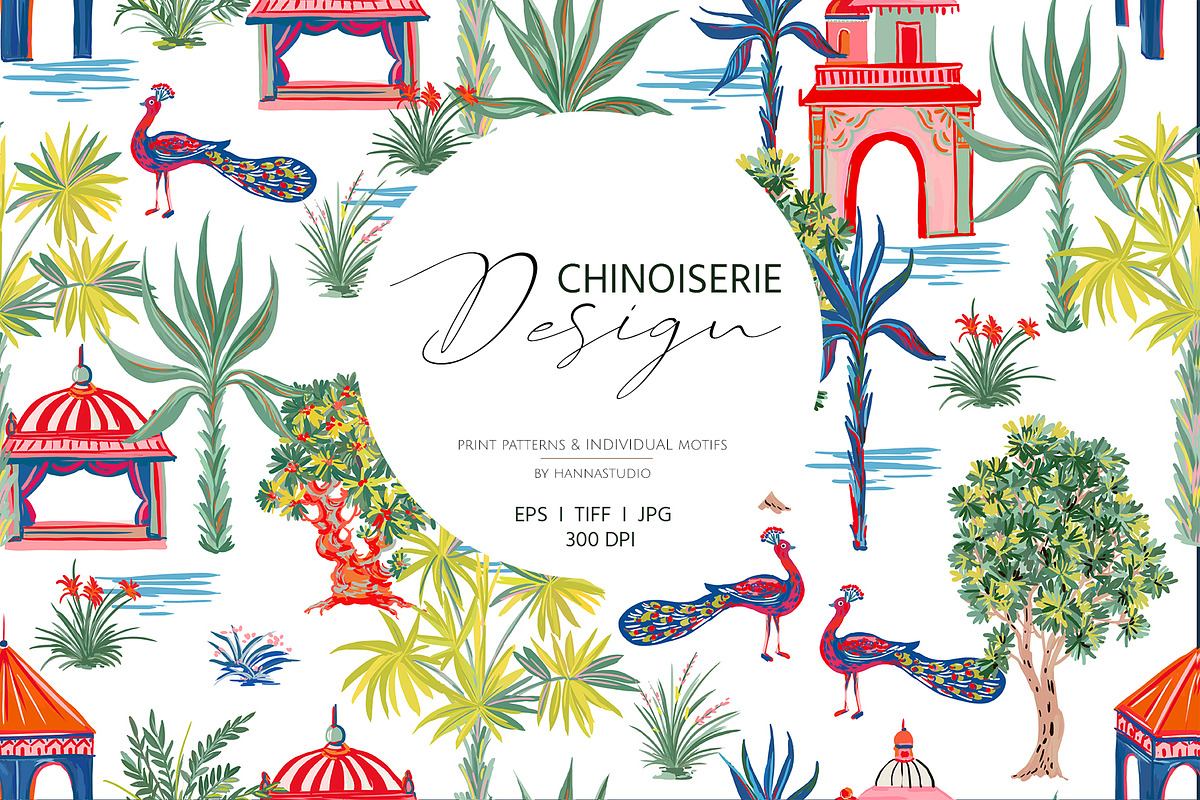 Chinoiserie Design(Pattern & motifs), a Pattern Graphic by HannaStudio (Photo 1 of 7)