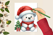 Cute Christmas Polar Bear PNG, an Illustration by Designking (Thumbnail 2 of 4)