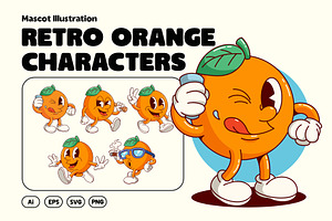 Retro Orange Character, a Food Illustration by Graptail