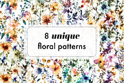 Watercolor Ink Floral Patterns, a Pattern Graphic by Ninterints (Thumbnail 5 of 11)