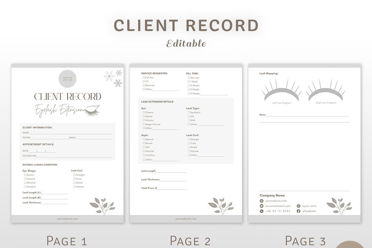 Eyelash Extension Forms Bundle, a Templates & Theme by MondaySpark (Photo 5 of 10)