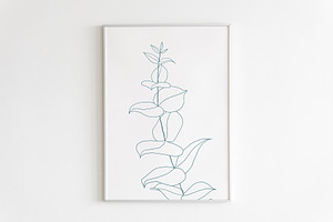 Eucalyptus Leaves Line Art Clipart