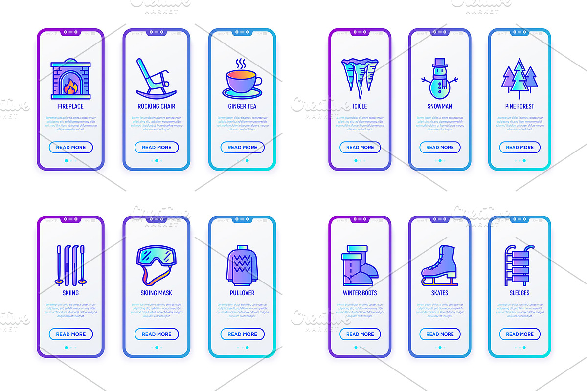 Winter | 16 Thin Line Icons Set, an Outline Icon by Alex Blogoodf (Photo 8 of 9)