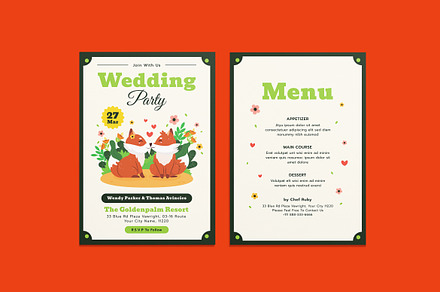Flamencos Wedding Invitation, an Invitation Template by iDoodle Studio