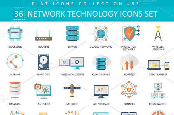 36 Multimedia Devices Flat Icons Set