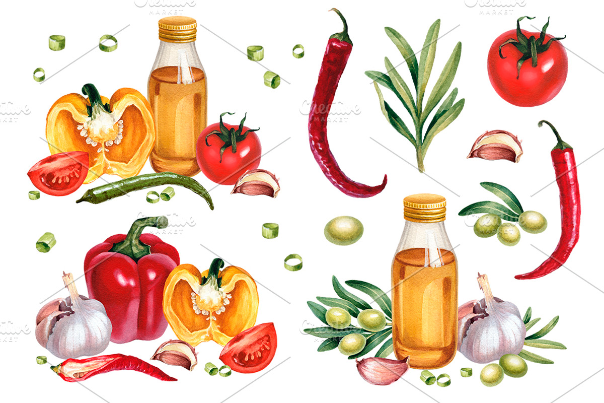 Vegetables illustrations kit, a Food Illustration by Sundra (Photo 7 of 11)