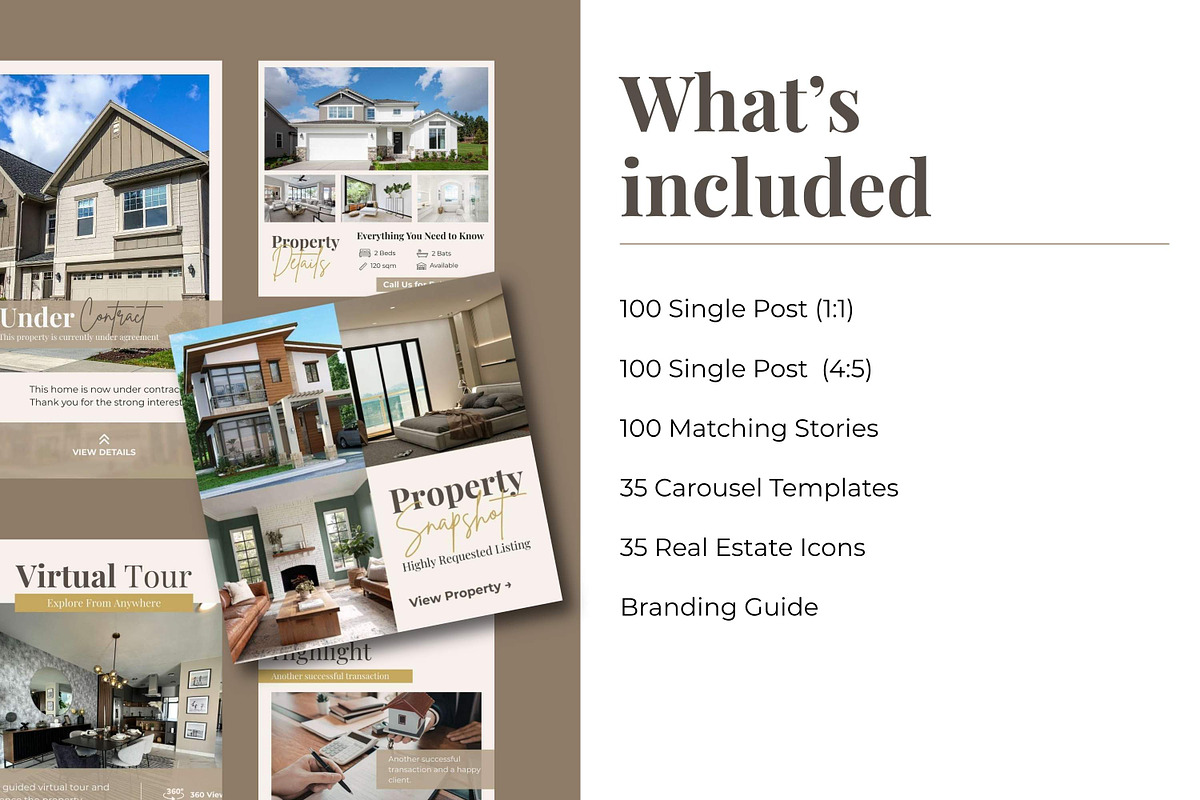 Neutral Real Estate Instagram Bundle, a Social Media Template by Everyday Perfection (Photo 4 of 11)