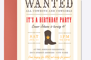 Western Birthday Invite Template