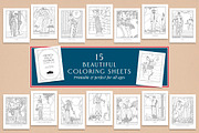 French Deco Fashion Coloring Pages, an Illustration by The Object Atlas (Thumbnail 5 of 7)