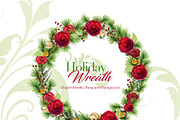 Watercolor Flowers-Christmas Wreath, an Illustration by Feather Grace Designs (Thumbnail 3 of 6)