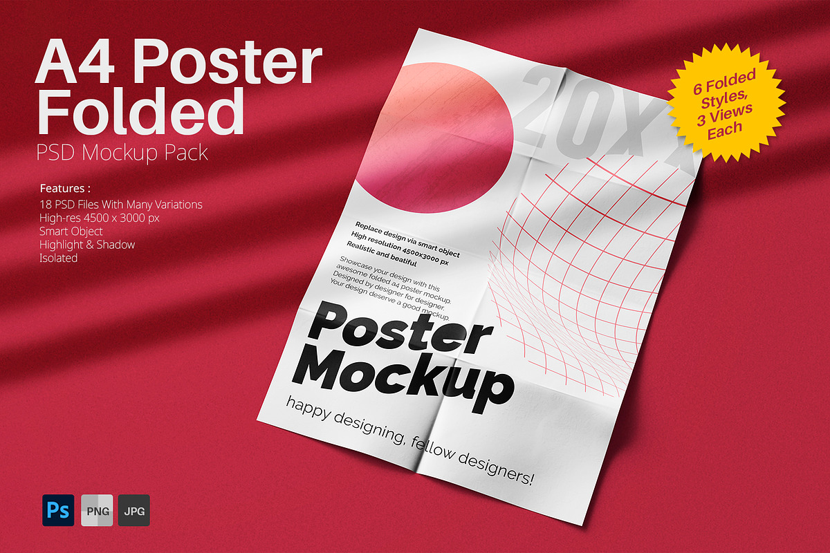 A4 Poster Folded Mockup Pack, a Mockup by Remnand Studio (Photo 1 of 13)