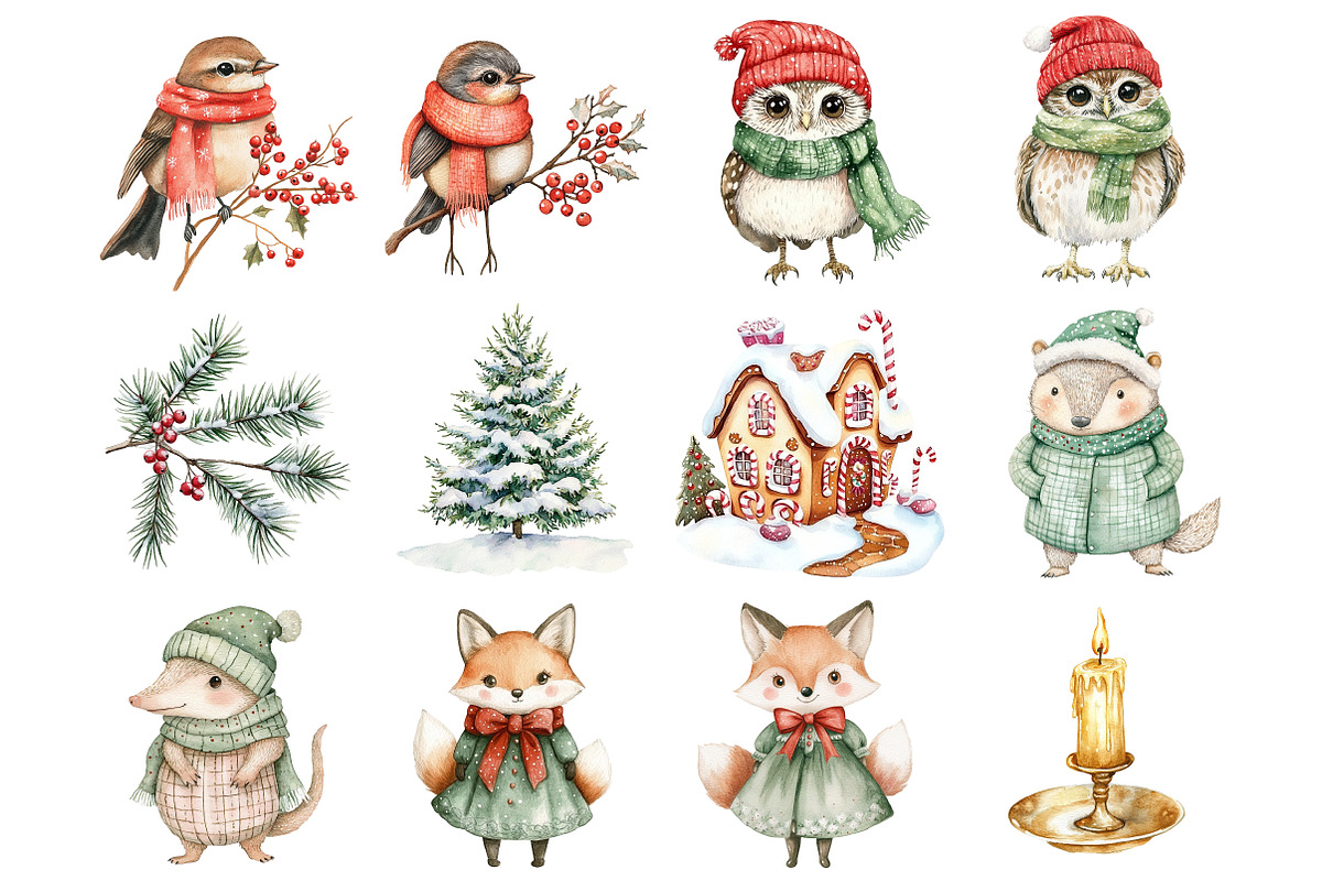 Watercolor Christmas Stories Clipart, a Seasonal Illustration by CitraGraphics (Photo 4 of 5)