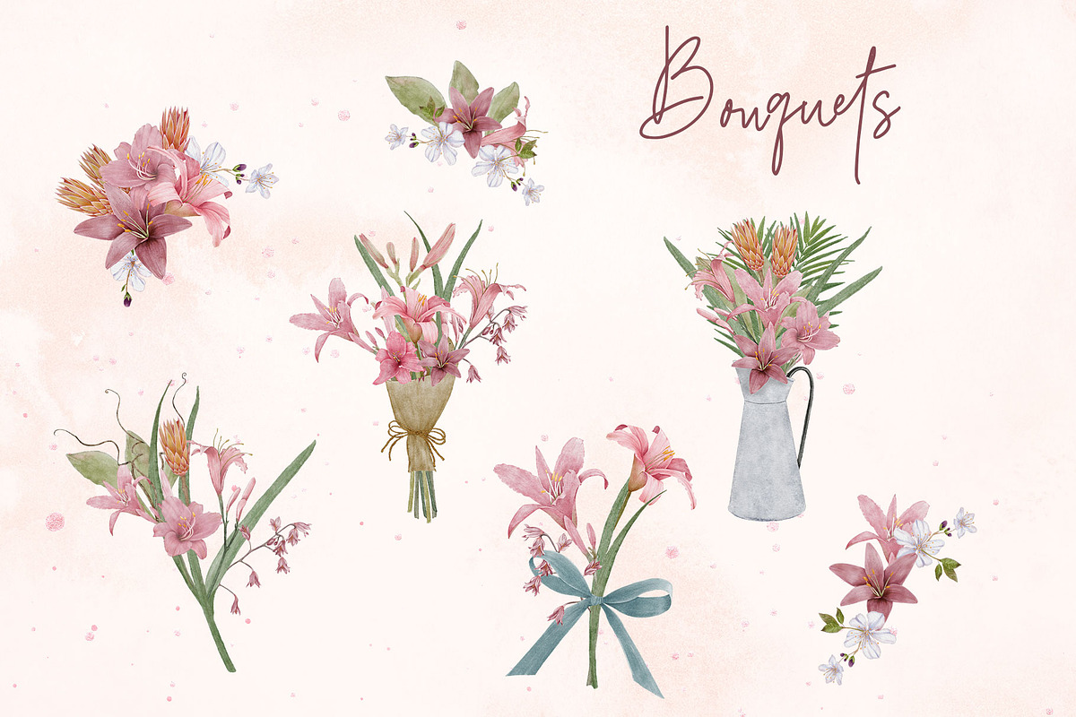Pink Daylily Graphic Set, an Illustration by Maggie Stilwell Design (Photo 2 of 6)