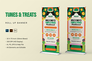 Tunes & Treats - Roll Up Banner, a Print Template by StreaksideStd