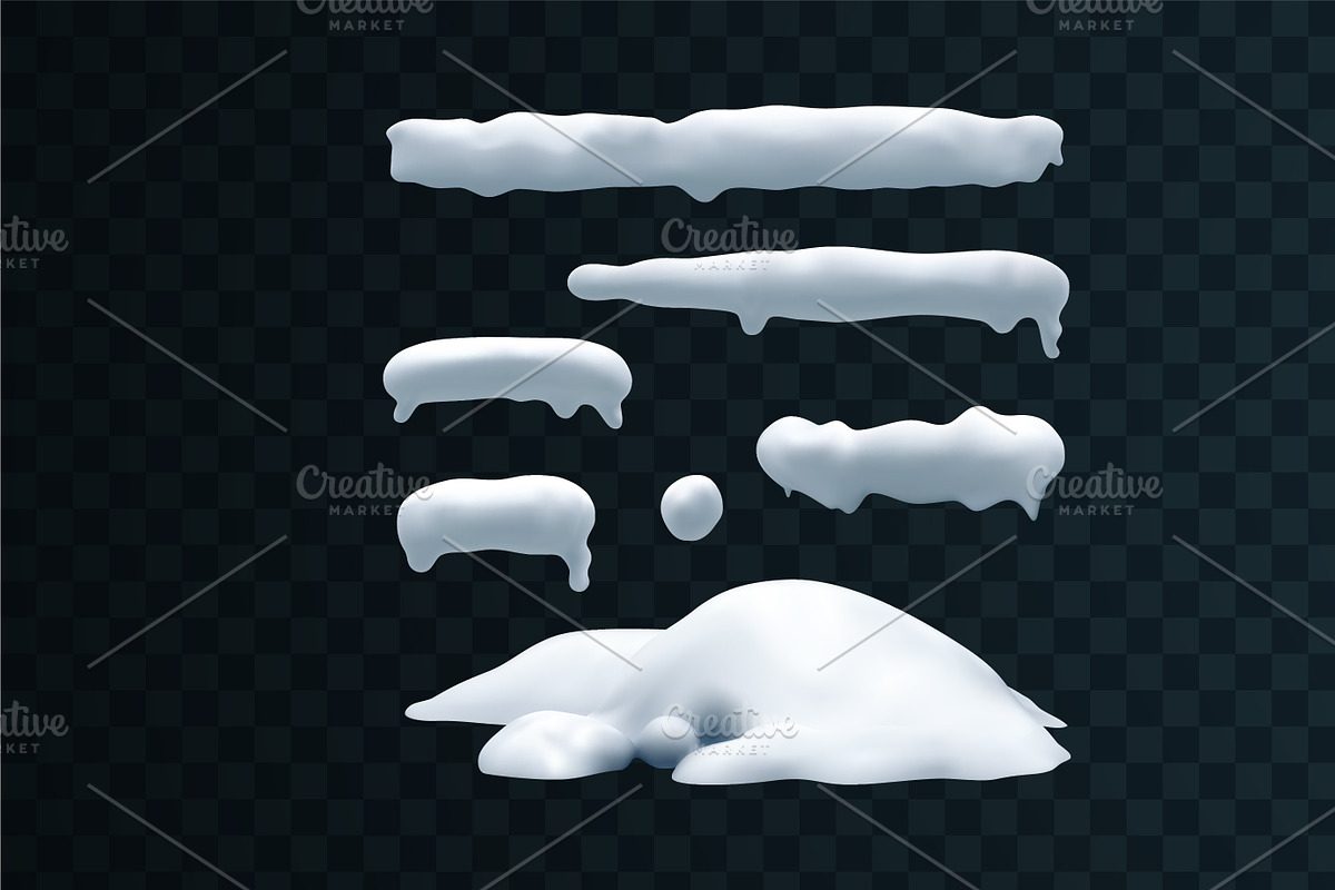 Vector set of snow caps, a Decorative Illustration by maximmmmum