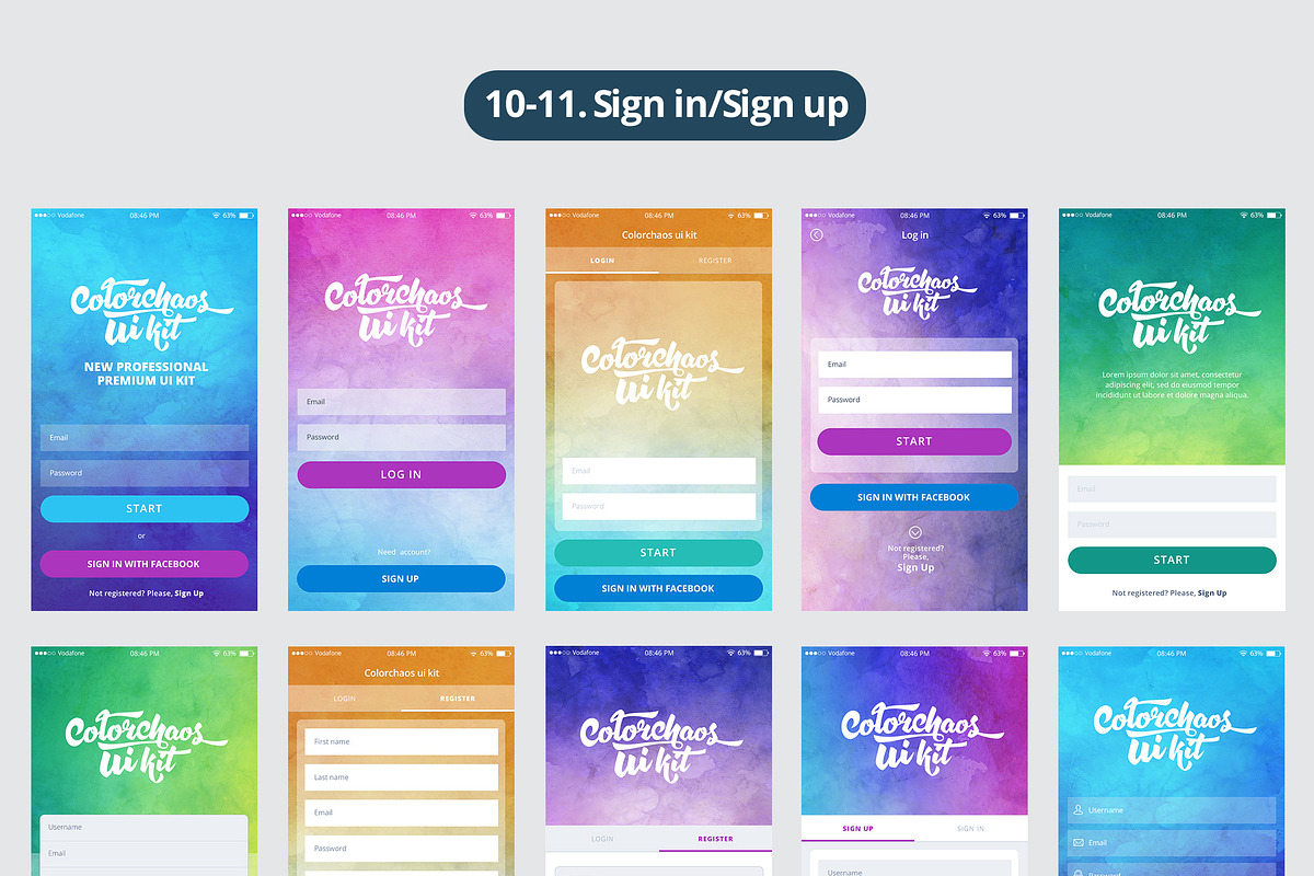 ColorChaos IOS Mobile UI kit, an UI Kit Template by Sladedesign (Photo 5 of 5)