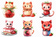 Strawberry Cat Sublimation Clipart, an Illustration by Watercolor design (Thumbnail 3 of 12)