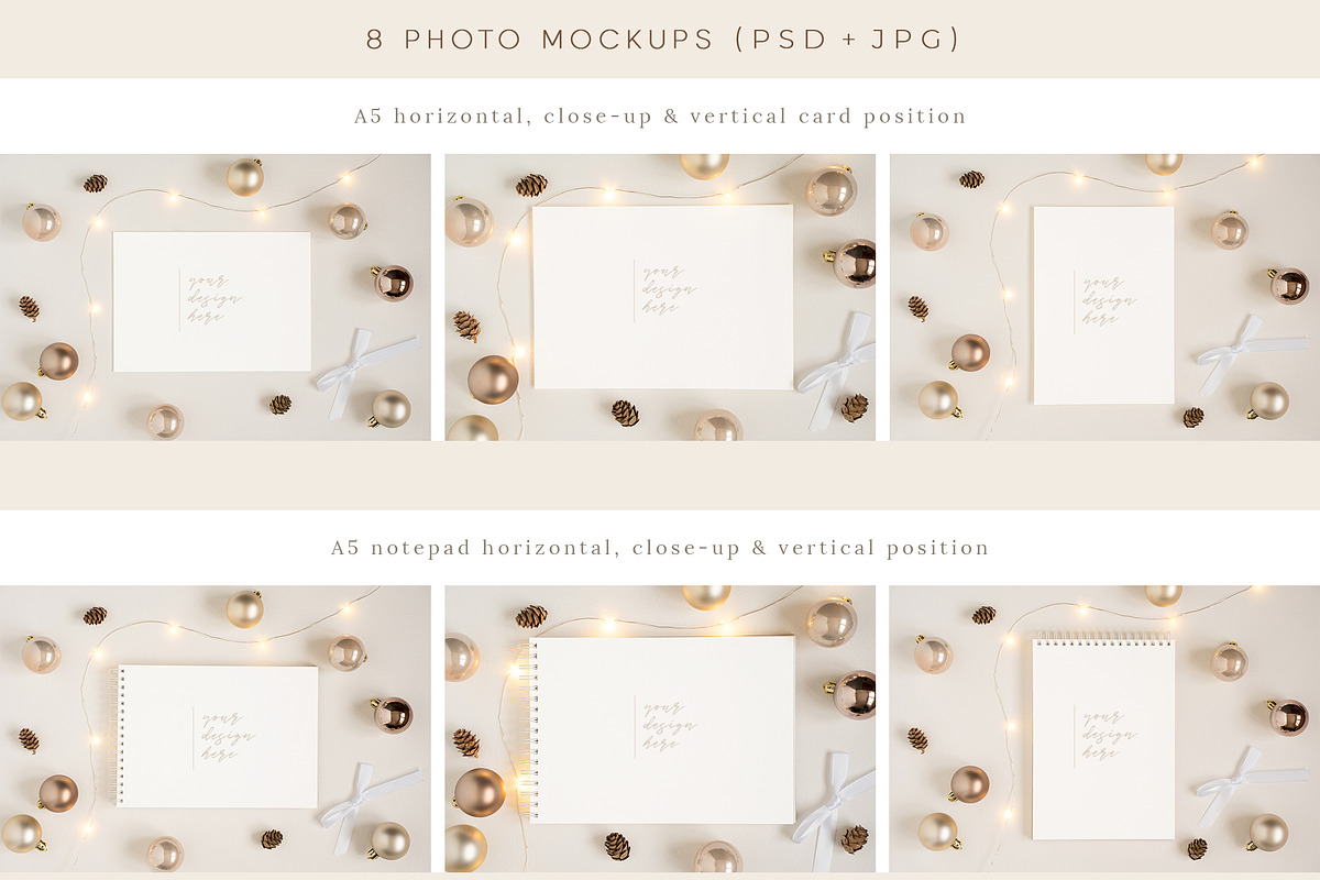 Christmas Stationery Styled Mockups, a Print Template by eclosque (Photo 7 of 9)