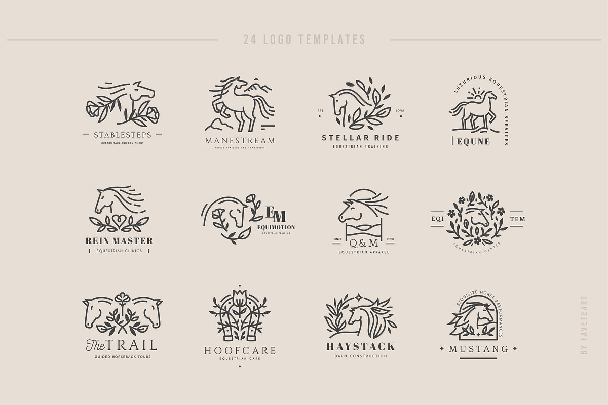 24 EQUINE LOGOS | fully editable, a Branding & Logo Template by Favete Art (Photo 3 of 10)
