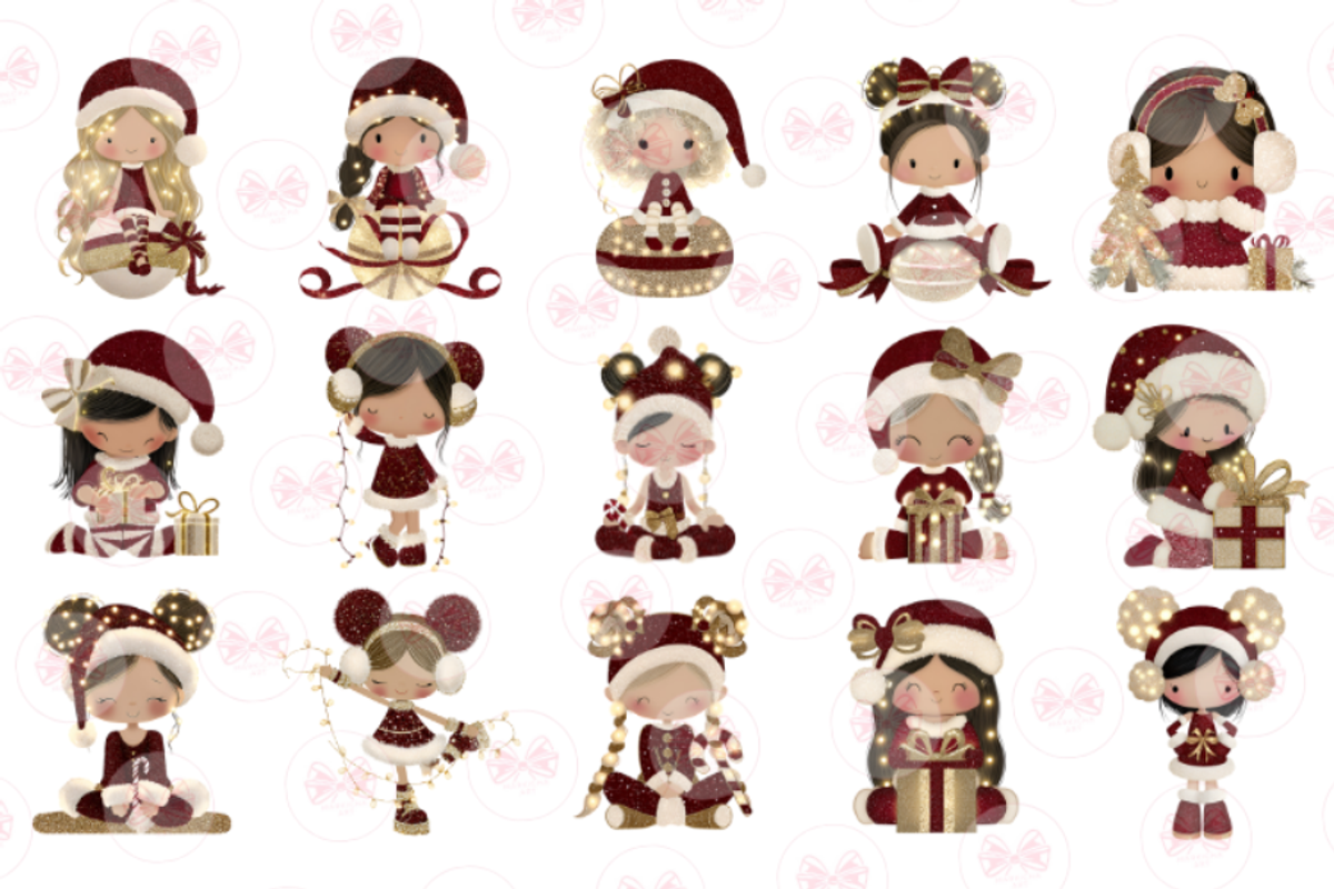 Sparkling Christmas Girl Clipart, an Illustration by Markicha Art (Photo 3 of 6)