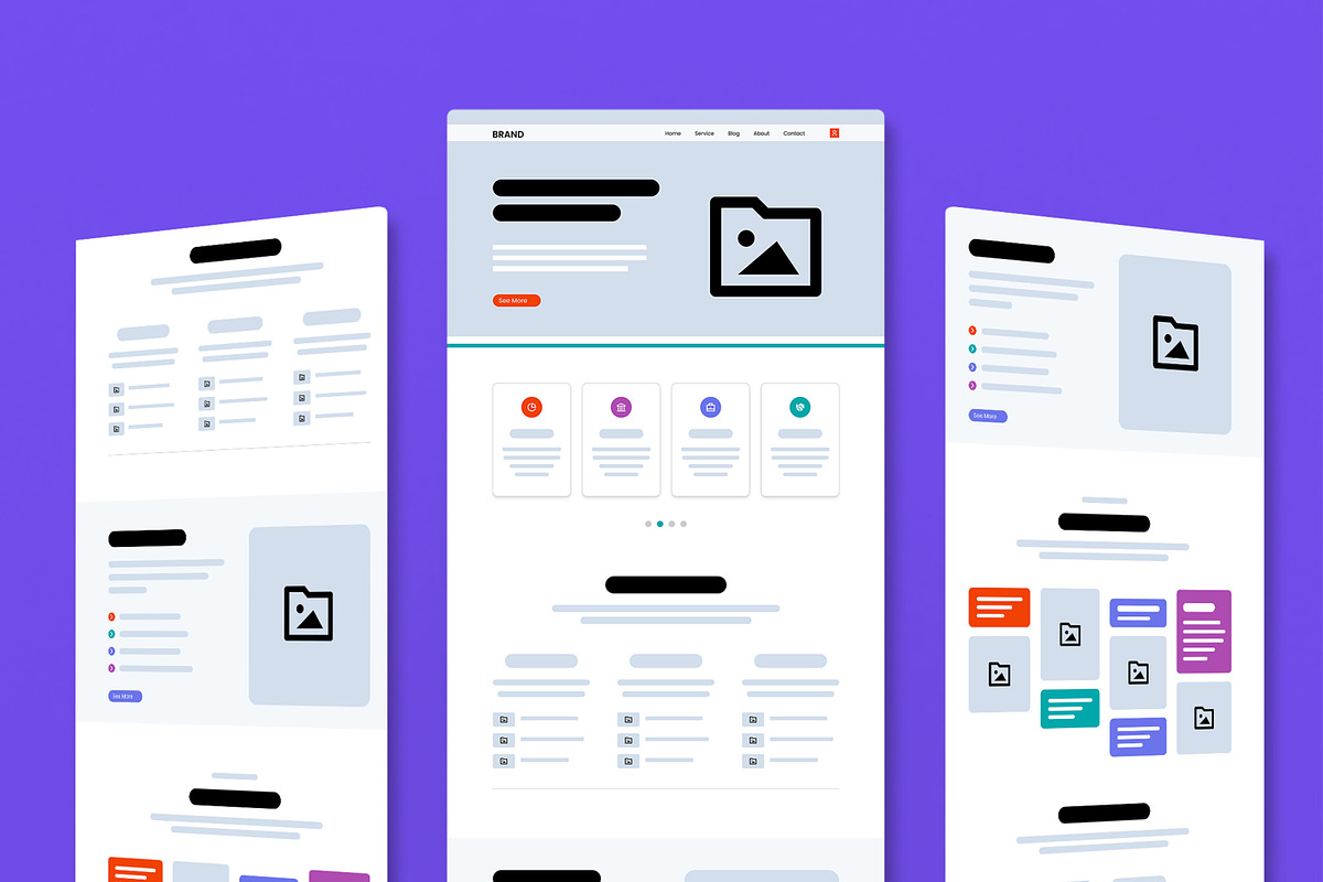 Modern Responsive Website Wireframe, a Wireframe Template by MightyDesign (Photo 1 of 9)