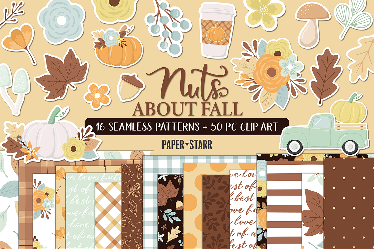 Seamless Fall Digital Bundle, a Pattern Graphic by Paper Starr Studio (Photo 1 of 6)