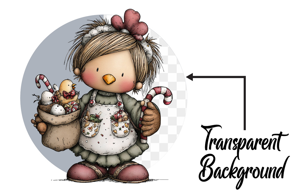 Christmas Crazy Chicken Lady Clipart, an Illustration by Pixels.Craft (Photo 2 of 6)