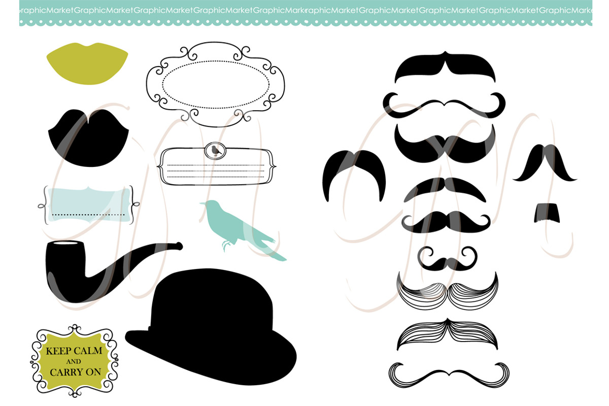 Mustache, Spectacles, Lips Clip Art, an Illustration by GraphicMarket (Photo 2 of 3)