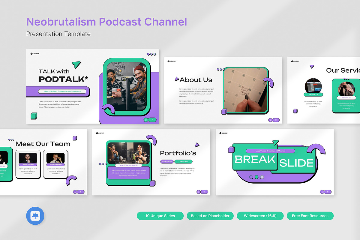 Neobrutalism Podcast Channel KEY, a Presentation Template by Antstheme (Photo 1 of 2)
