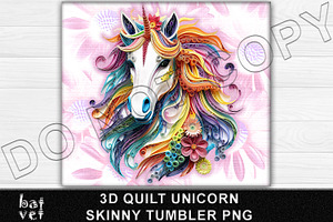 Rainbow Unicorn Quilt Tumbler PNG