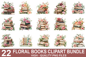 Watercolor Floral Book Clipart, an Illustration by crative8112