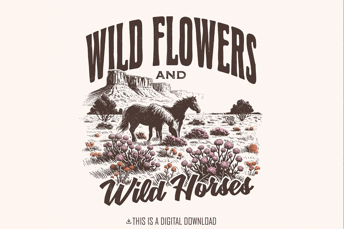 Wild Horses Wildflowers PNG, an Illustration by SharpMarketplace (Photo 1 of 9)